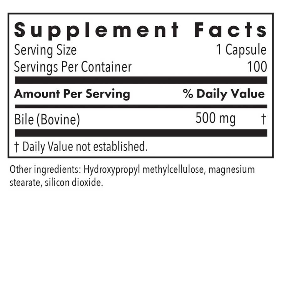 Ox Bile 500 mg - Support Fat Digestion - 100 Caps