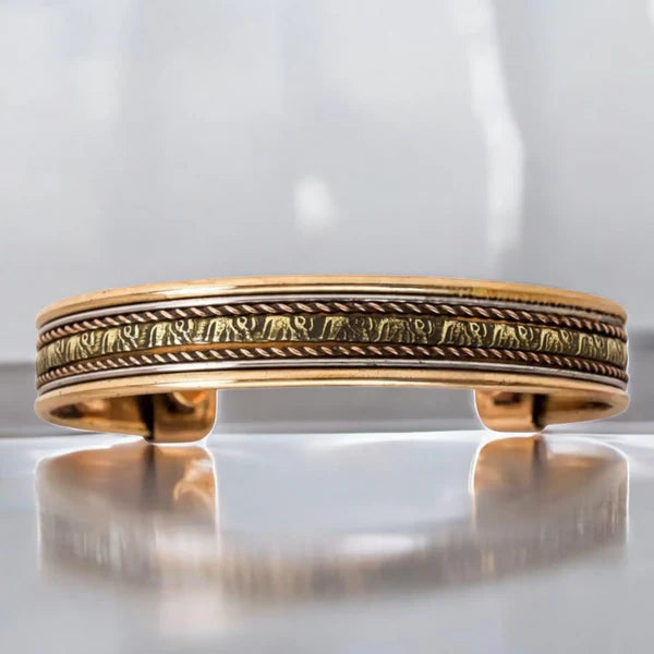 Premium Copper Magnetic Bracelet - Elephant Carving - Unisex