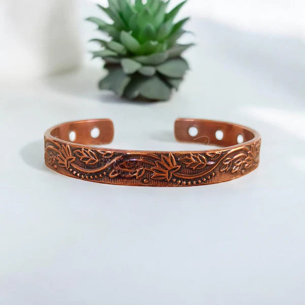 Premium Copper Magnetic Bracelet - Flower pattern- Unisex