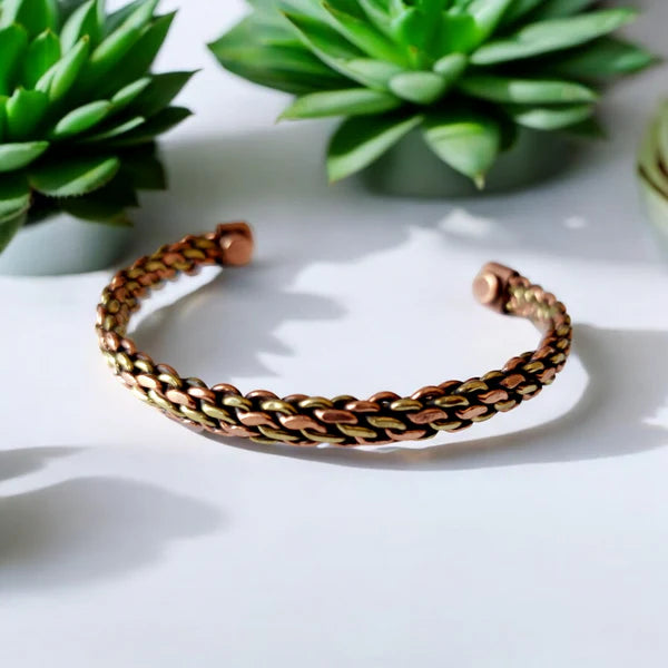 Premium Copper Magnetic Bracelet - Golden Unity - Unisex