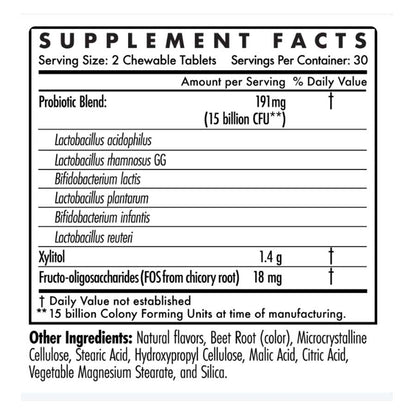 Dental Health Probiotics - 60 chewable tabs.