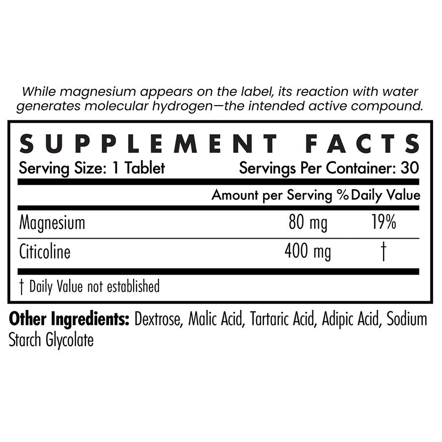 H2 Focus - Molecular Hydrogen + Citicoline - 30 tabs