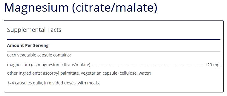 Magnesium Citrate Malate - 90 caps.
