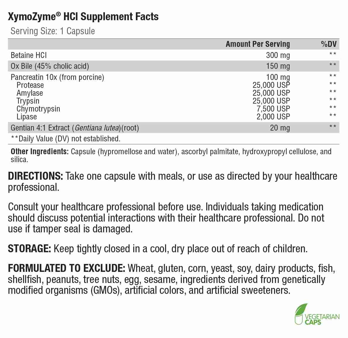 XymoZyme HCL - 90 caps.